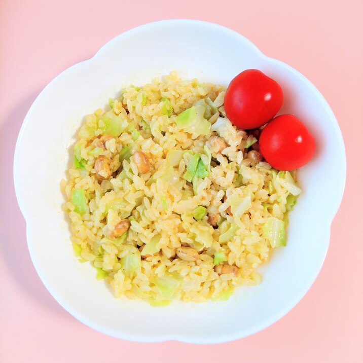 電子レンジで簡単♪キャベツのこってりカレー丼